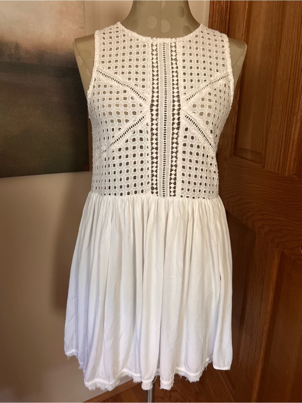 White Crochet Bodice Sleeveless Summer Dress